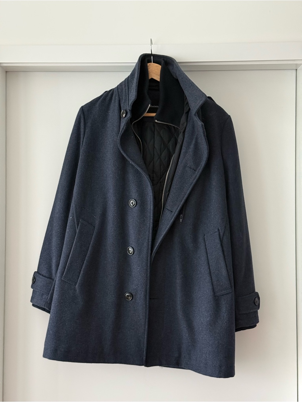 Men's Navy Wool Blend Winter Pea Coat